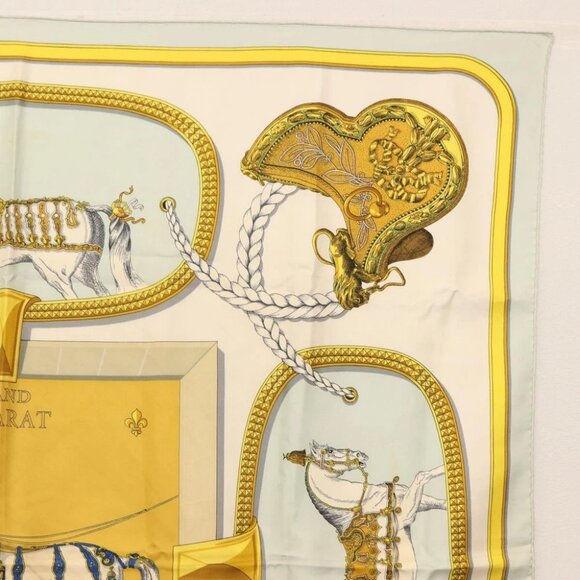 HERMES Carre 90 Scarf ""GRAND APPARAT"" Silk Light Blue Auth - Picture 4 of 14